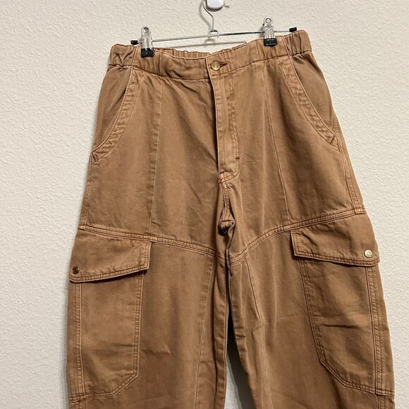 NEW Free People All Star Pull-On Jeans Brown Size Small Y2k Cargo Baggy Barrel - Picture 7 of 11